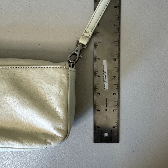 VTG Crossbody White Ivory Purse Bag 100% Leather - Picture 9 of 10